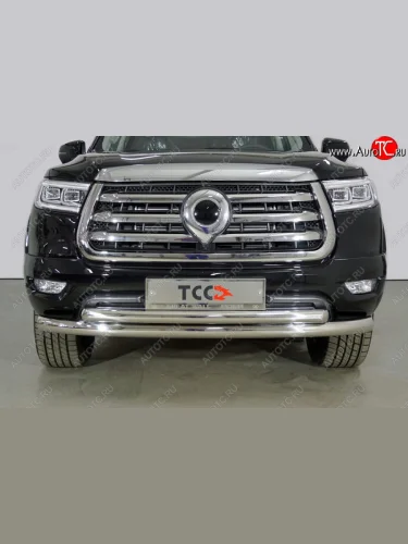 Защита передняя нижняя двойная 76,1*60,3 мм Тюнинг (нержавейка) Great Wall Poer (2021-2025)