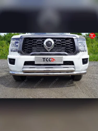 Защита передняя нижняя двойная 76,1*75 мм Тюнинг (нержавейка) Great Wall Poer KingKong пикап (2021-2025)