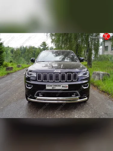 Защита передняя нижняя двойная 76,1*75 мм Тюнинг (нержавейка) Jeep Grand Cherokee WK2 2-ой рестайлинг (2017-2022)