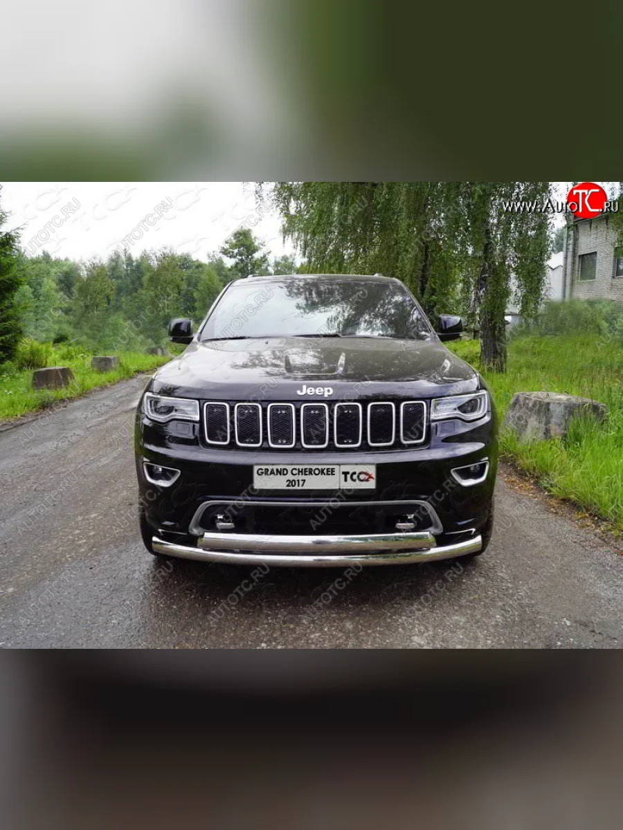 Защита передняя нижняя двойная 76,1*75 мм Тюнинг Jeep Grand Cherokee WK2 2-ой рестайлинг (2017-2022) (нержавейка)  в Самаре Самарской области