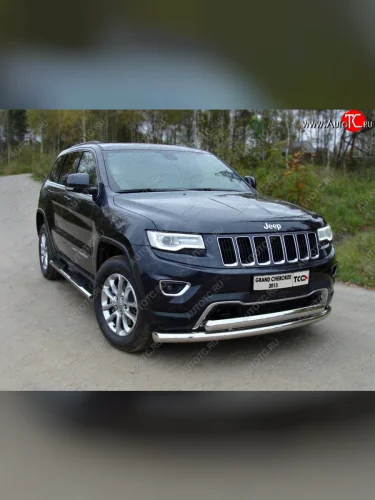 Защита передняя нижняя двойная 76,1*75 мм Тюнинг (нержавейка) Jeep Grand Cherokee WK2 1-ый рестайлинг (2013-2018)