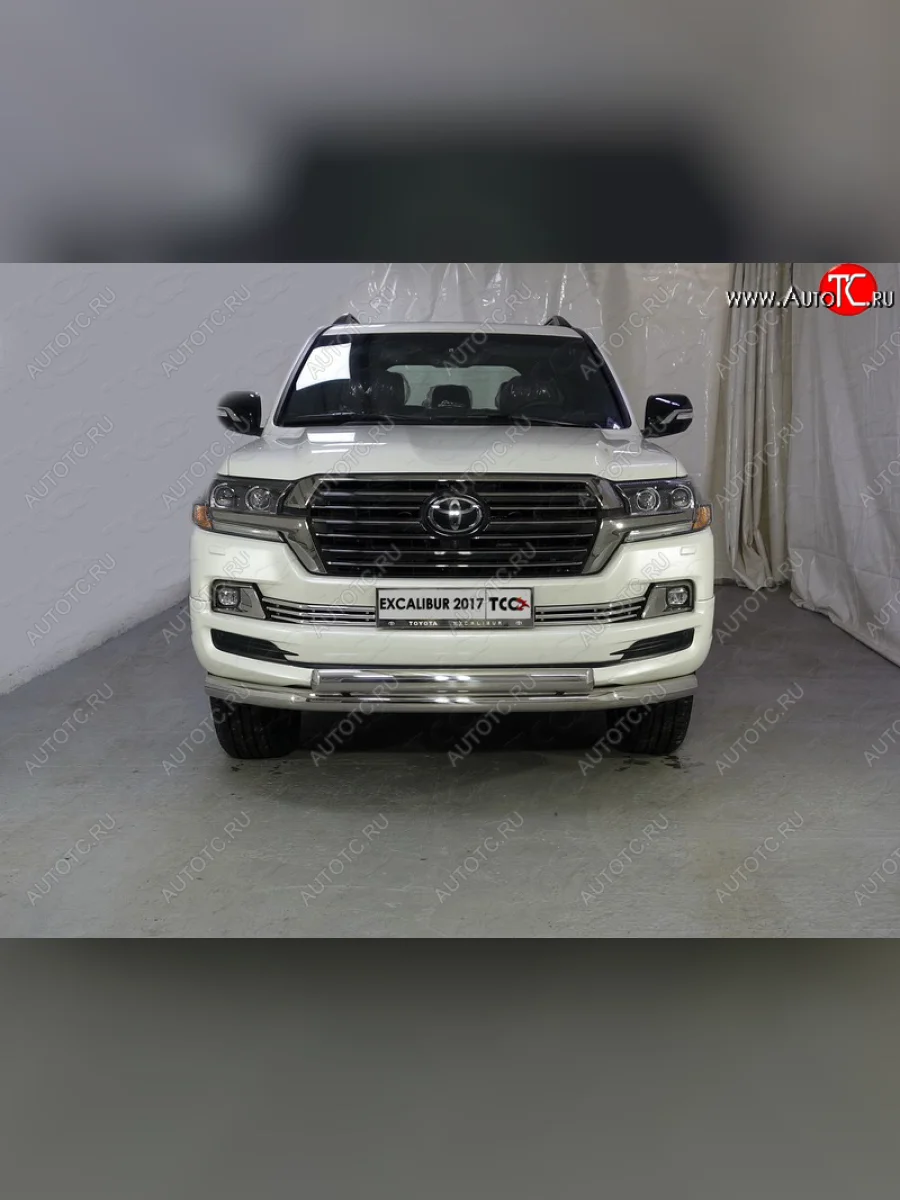Защита передняя нижняя двойная 76,1*75 мм EXCALIBUR 2017 Тюнинг Toyota Land Cruiser 200 2-ой рестайлинг (2015-2021) (нержавейка)  в Самаре Самарской области