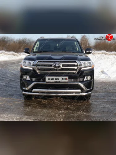 Защита передняя нижняя двойная 76,1*75 мм ТСС Тюнинг (нержавейка) Toyota Land Cruiser 200 2-ой рестайлинг (2015-2021)