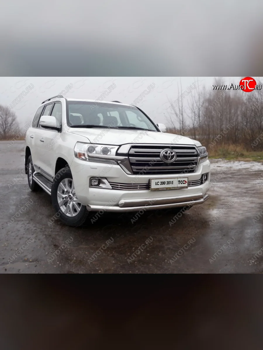 Защита передняя нижняя двойная 76,1*75 мм кроме EXECUTIVE ТСС Тюнинг Toyota Land Cruiser 200 2-ой рестайлинг (2015-2021) (нержавейка)  с доставкой в г. Керчь