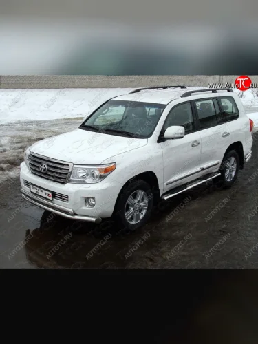 Защита передняя нижняя двойная 76,1*75 мм ТСС Тюнинг (нержавейка) Toyota Land Cruiser 200 1-ый рестайлинг (2012-2015)