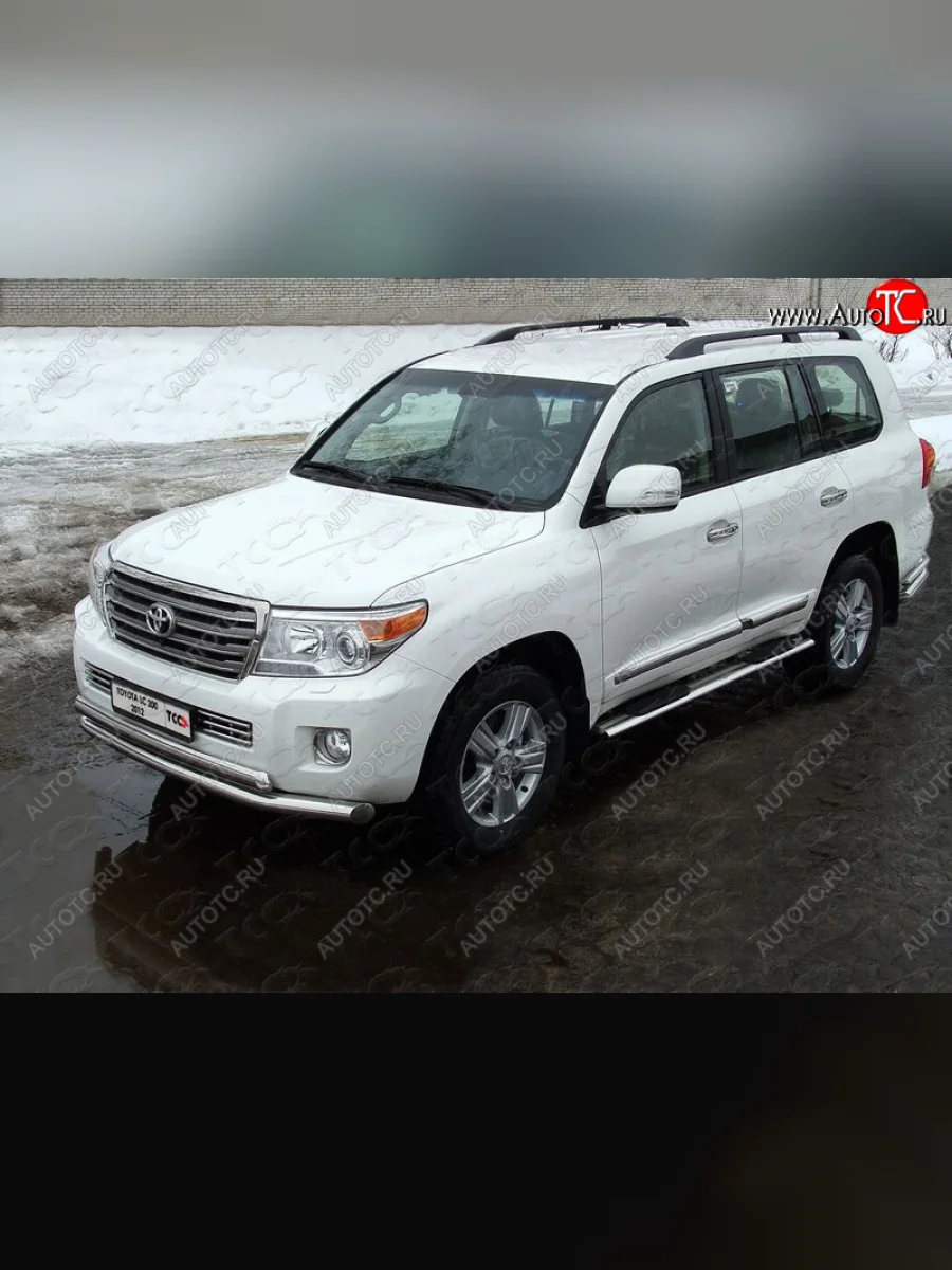 Защита передняя нижняя двойная 76,1*75 мм ТСС Тюнинг Toyota Land Cruiser 200 1-ый рестайлинг (2012-2015) (нержавейка)  в Самаре Самарской области