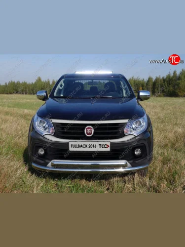 Защита передняя нижняя двойная 76,1*75 мм ТСС Тюнинг (нержавейка) Fiat Fullback (2016-2018)