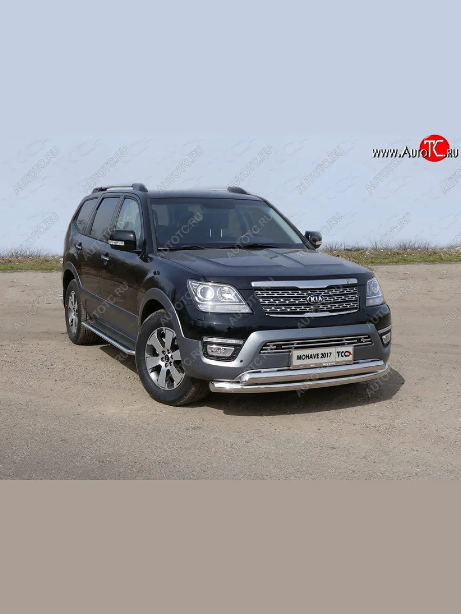 Защита передняя нижняя двойная 76,1*75 мм ТСС Тюнинг KIA Mohave HM рестайлинг (2017-2020) (нержавейка)  в Керчи Республика Крым