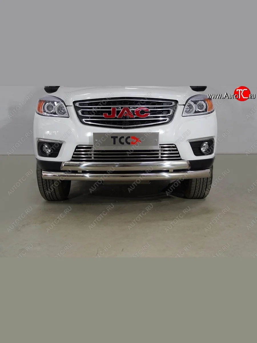 Защита передняя нижняя двойная 76,1*75 мм ТСС Тюнинг JAC T6 пикап (2018-2024) (нержавейка)  в Самаре Самарской области