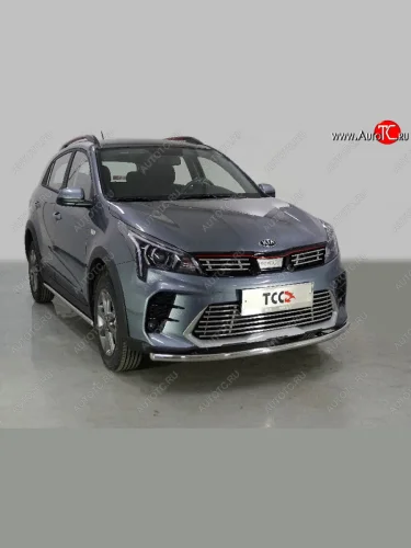Защита передняя нижняя длинная 42,4 мм ТСС Тюнинг (нержавейка) KIA Rio X рестайлинг (2020-2025)