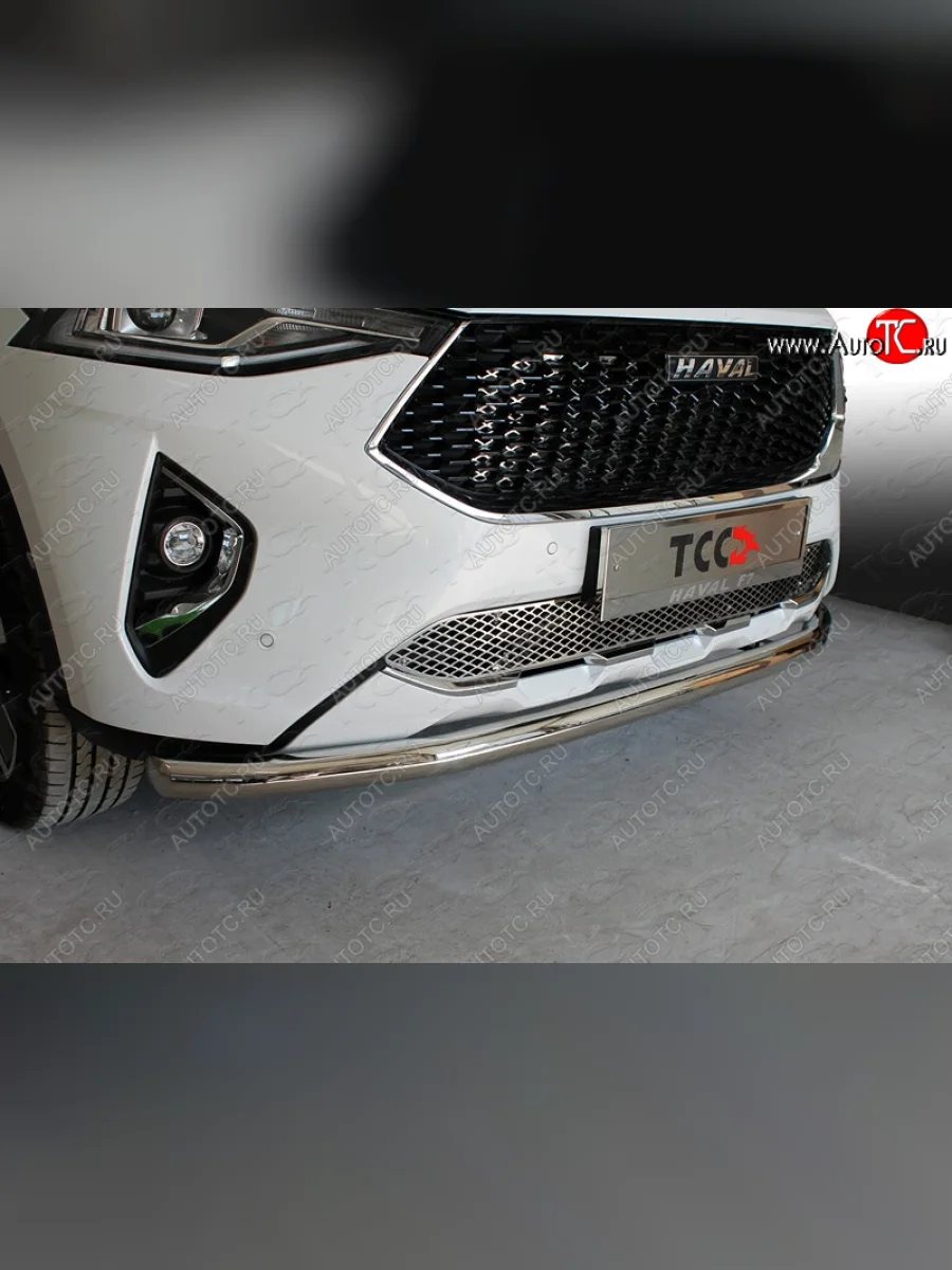 Защита передняя нижняя длинная 60,3 мм ТСС Тюнинг Haval F7  дорестайлинг (2018-2022) (нержавейка)  в Керчи Республика Крым