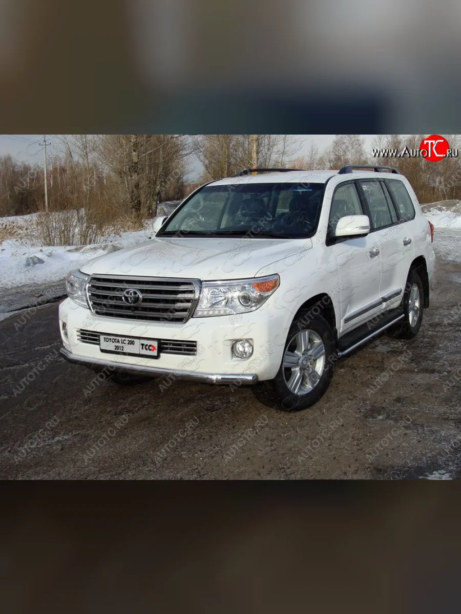 Защита передняя нижняя длинная 75*42 мм ТСС Тюнинг Toyota Land Cruiser 200 1-ый рестайлинг (2012-2015) (нержавейка)  в Самаре Самарской области