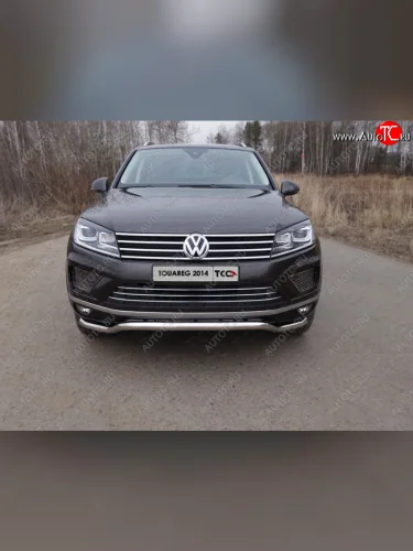 Защита передняя нижняя кенгурин 60,3 мм ТСС Тюнинг (нержавейка) Volkswagen Touareg 2 NF рестайлинг (2014-2018)