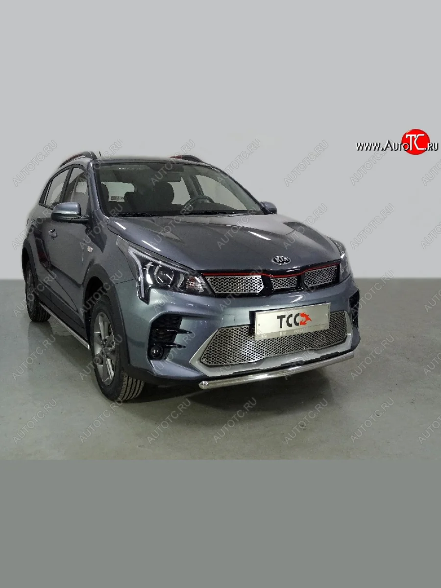 Защита передняя нижняя короткая 42,4 мм ТСС Тюнинг KIA Rio X рестайлинг (2020-2025) (нержавейка)  в Перми Пермском крае