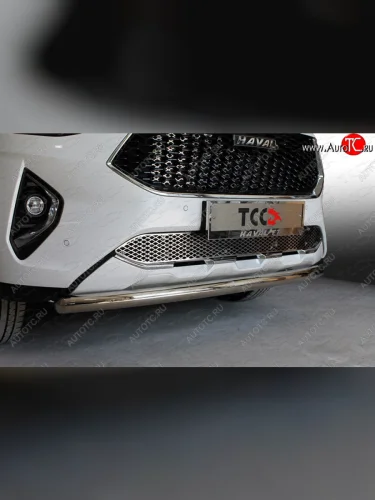 Защита передняя нижняя короткая 60,3 мм ТСС Тюнинг (нержавейка) Haval F7  дорестайлинг (2018-2022)