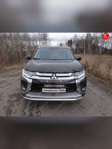 Защита передняя нижняя короткая 60,3 мм ТСС Тюнинг (нержавейка) Mitsubishi Outlander GF 2-ой рестайлинг (2015-2018)