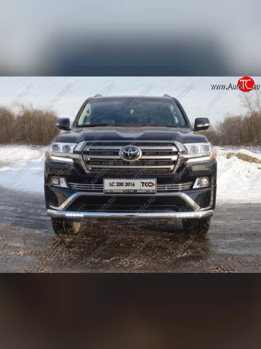 Защита передняя нижняя овальная длинная с ДХО 75х42 мм EXECUTIVE ТСС Тюнинг (нержавейка) Toyota Land Cruiser 200 2-ой рестайлинг (2015-2021)