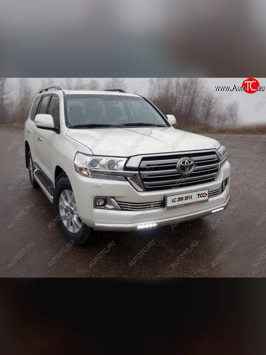 Защита передняя нижняя овальная длинная с ДХО 75х42 мм кроме EXECUTIVE ТСС Тюнинг Toyota Land Cruiser 200 2-ой рестайлинг (2015-2021) (нержавейка)  в Самаре Самарской области