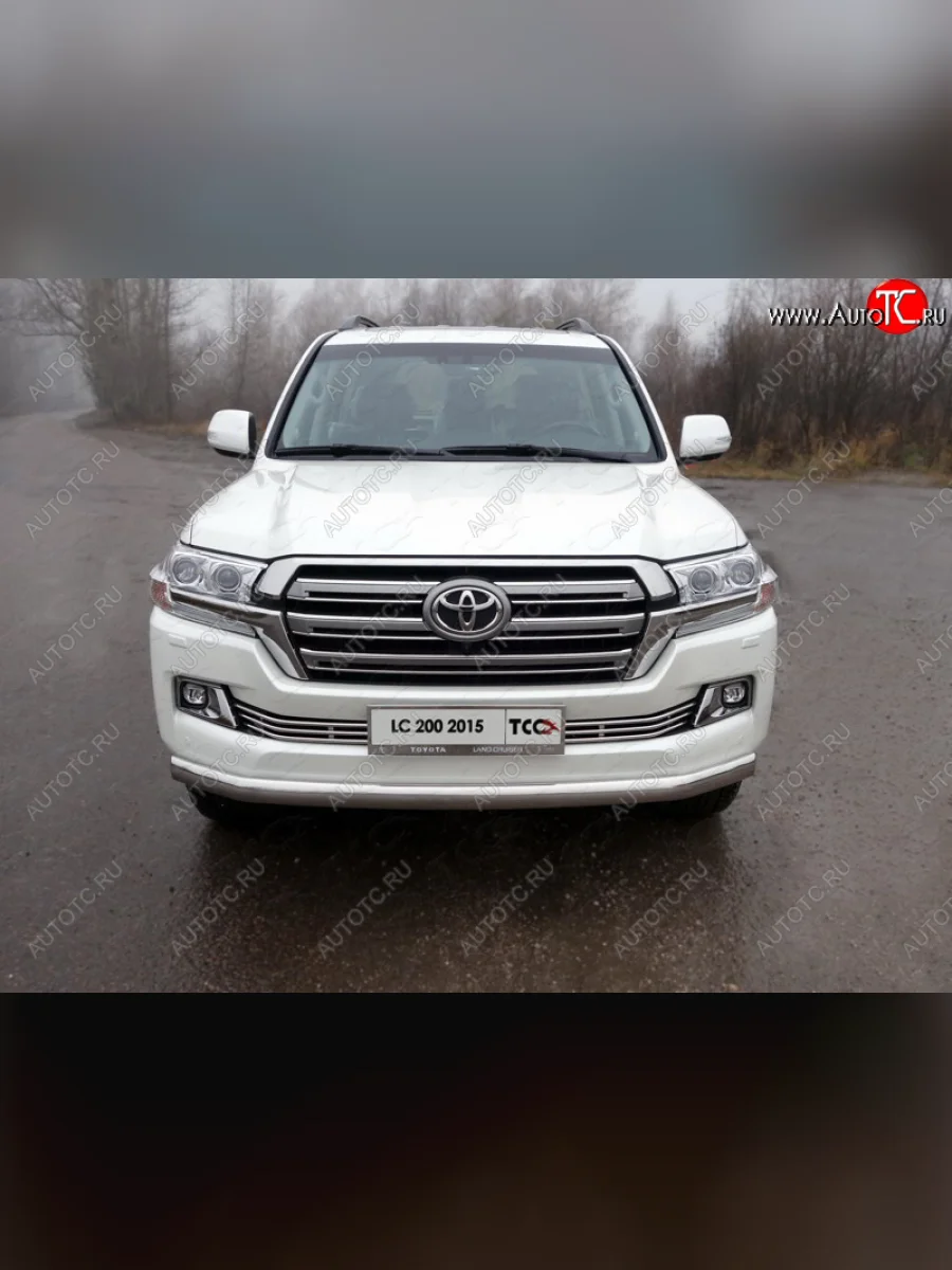 Защита передняя нижняя овальная длинная 75х42 мм кроме EXECUTIVE ТСС Тюнинг Toyota Land Cruiser 200 2-ой рестайлинг (2015-2021) (нержавейка)  с доставкой в г. Керчь