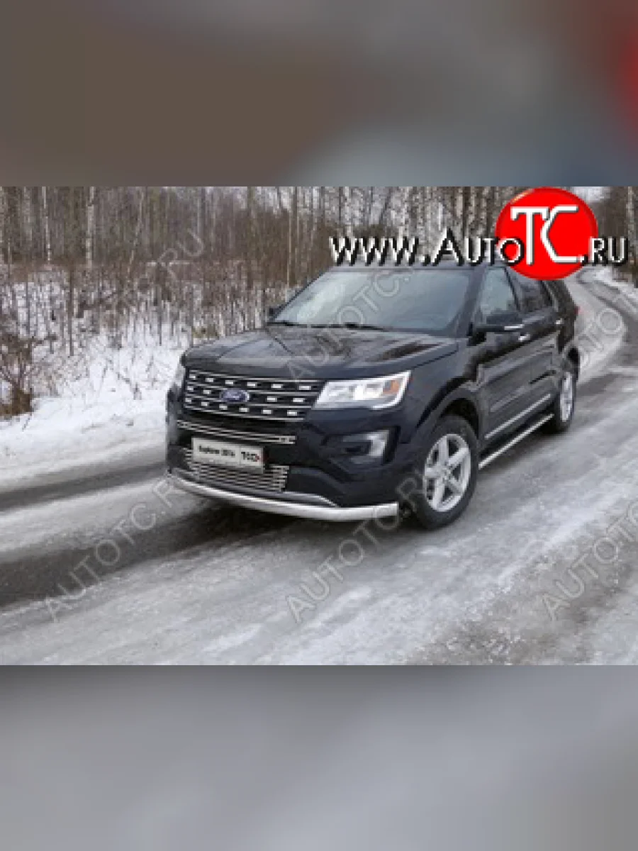 Защита передняя нижняя овальная длинная 75х42 мм ТСС Тюнинг Ford Explorer U502 1-ый рестайлинг, 5 дв. (2015-2018) (нержавейка)  в Керчи Республика Крым