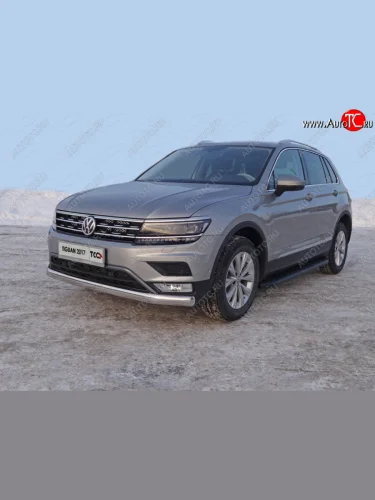Защита передняя нижняя овальная длинная 75х42 мм ТСС Тюнинг Volkswagen Tiguan Mk2 рестайлинг (2020-2022)