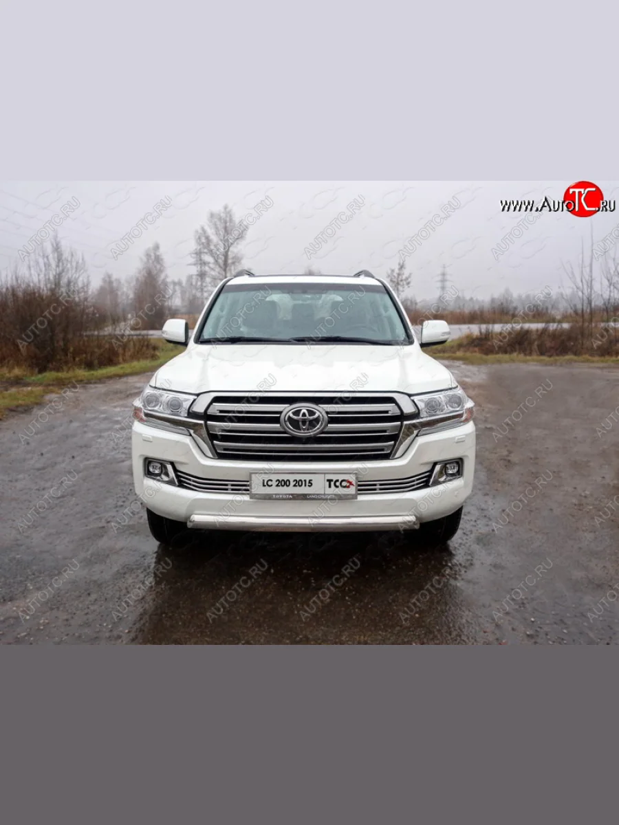 Защита передняя нижняя овальная короткая 75х42 мм кроме EXECUTIVE ТСС Тюнинг Toyota Land Cruiser 200 2-ой рестайлинг (2015-2021) (нержавейка)  с доставкой в г. Керчь