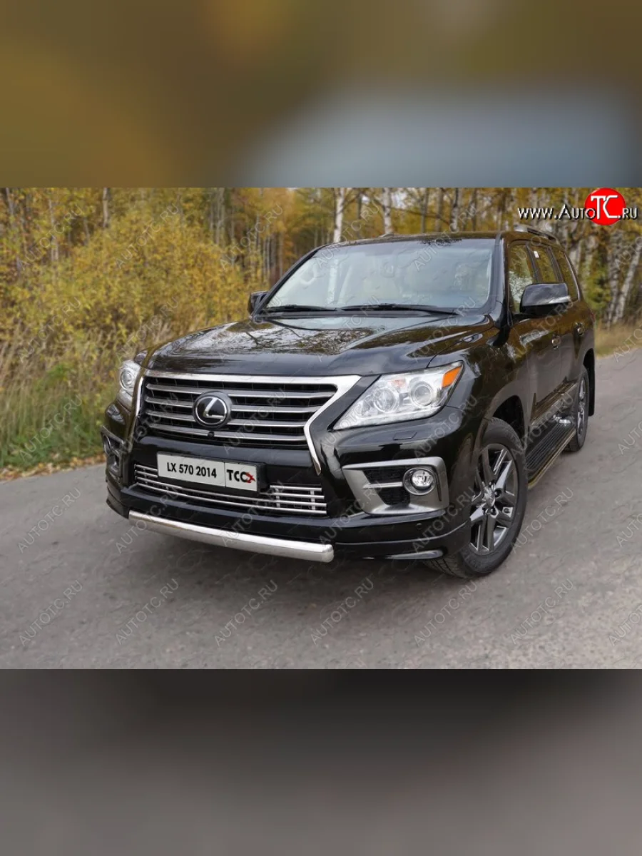 Защита передняя нижняя овальная короткая 75х42 мм ТСС Тюнинг Lexus LX570 J200 1-ый рестайлинг (2012-2015) (нержавейка)  в Самаре Самарской области