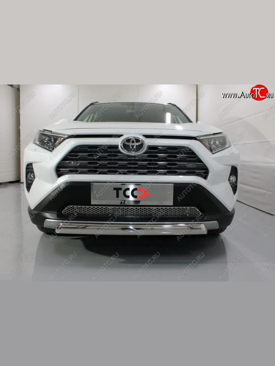 Защита передняя нижняя овальная короткая 75х42 мм ТСС Тюнинг Toyota RAV4 XA50 5 дв. дорестайлинг (2018-2025) (нержавейка)  в Воронеже Воронежской области