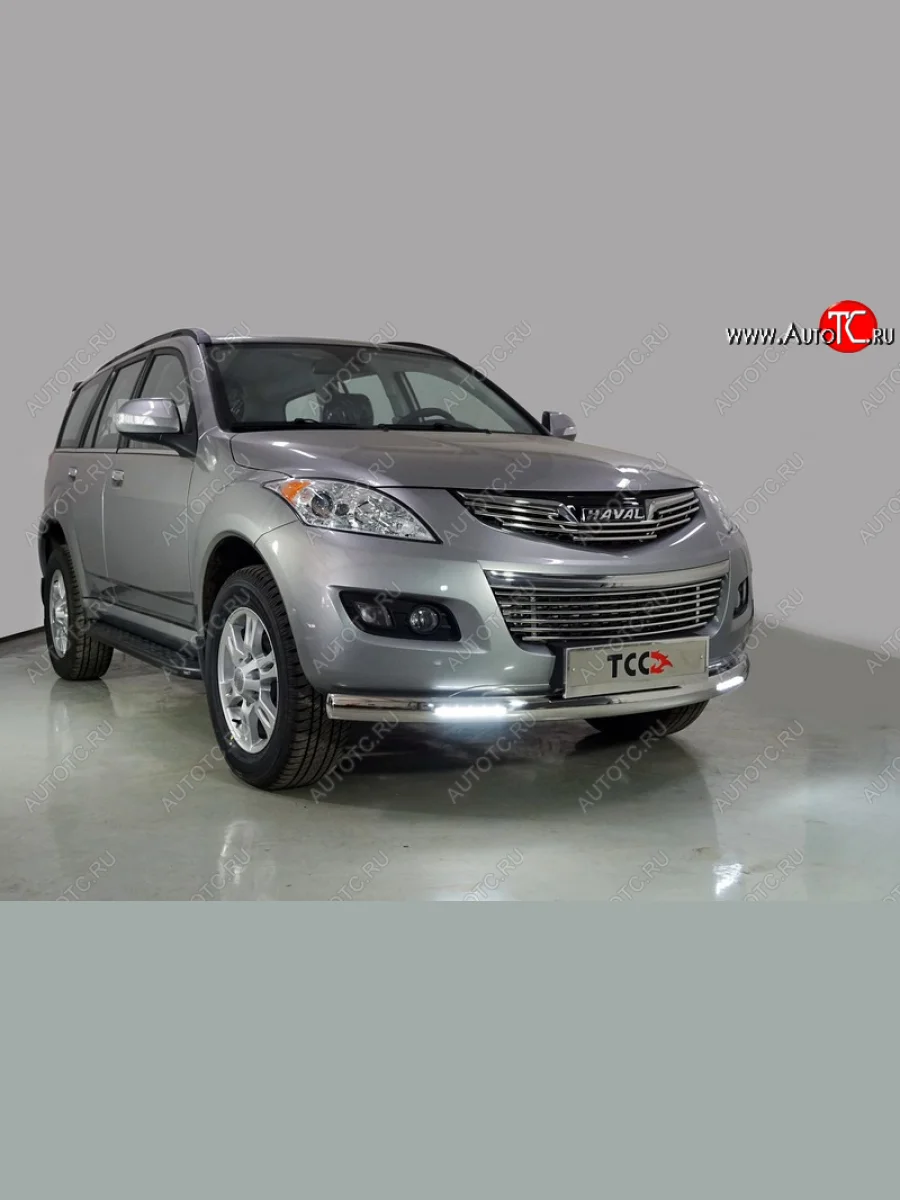 Защита передняя нижняя овальная с ДХО 75х42 мм ТСС Тюнинг Haval H5 рестайлинг (2020-2023) (нержавейка)  в Воронеже Воронежской области