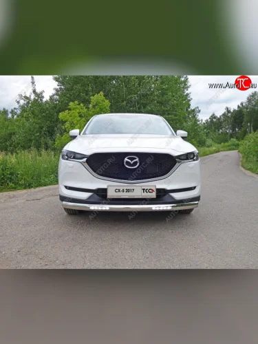 Защита передняя нижняя овальная с ДХО 75х42 мм ТСС Тюнинг (нержавейка) Mazda CX-5 KF (2016-2025)