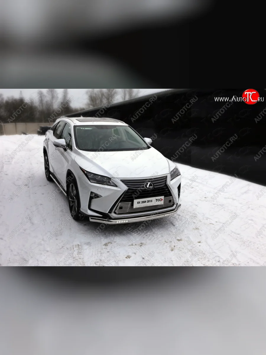 Защита передняя нижняя овальная с ДХО 75х42 мм ТСС Тюнинг Lexus RX350 AL10 рестайлинг (2012-2015) (нержавейка)  в Самаре Самарской области