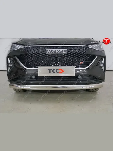 Защита передняя нижняя овальная с ДХО 75х42 мм ТСС Тюнинг (нержавейка) Haval F7x рестайлинг (2022-2024)