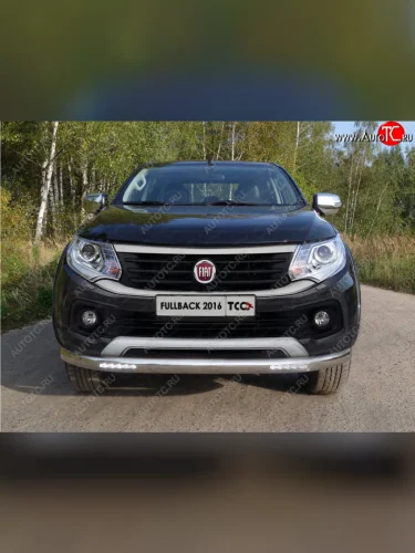 Защита переднего бампера нижняя овальная с ДХО 75х42 мм ТСС Тюнинг (нержавейка) Fiat Fullback (2016-2018)