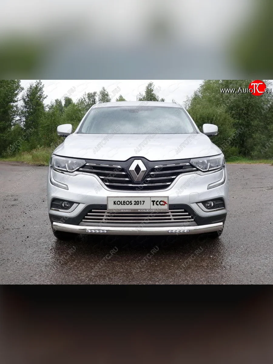 Защита переднего бампера нижняя овальная с ДХО 75х42 мм ТСС Тюнинг Renault Koleos 2 (2016-2025) (нержавейка)  в Самаре Самарской области