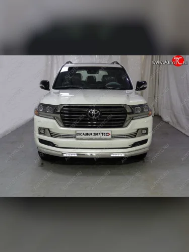 Защита переднего бампера нижняя овальная с ДХО 75х42 мм ТСС Тюнинг Toyota Land Cruiser 200 2-ой рестайлинг (2015-2021)