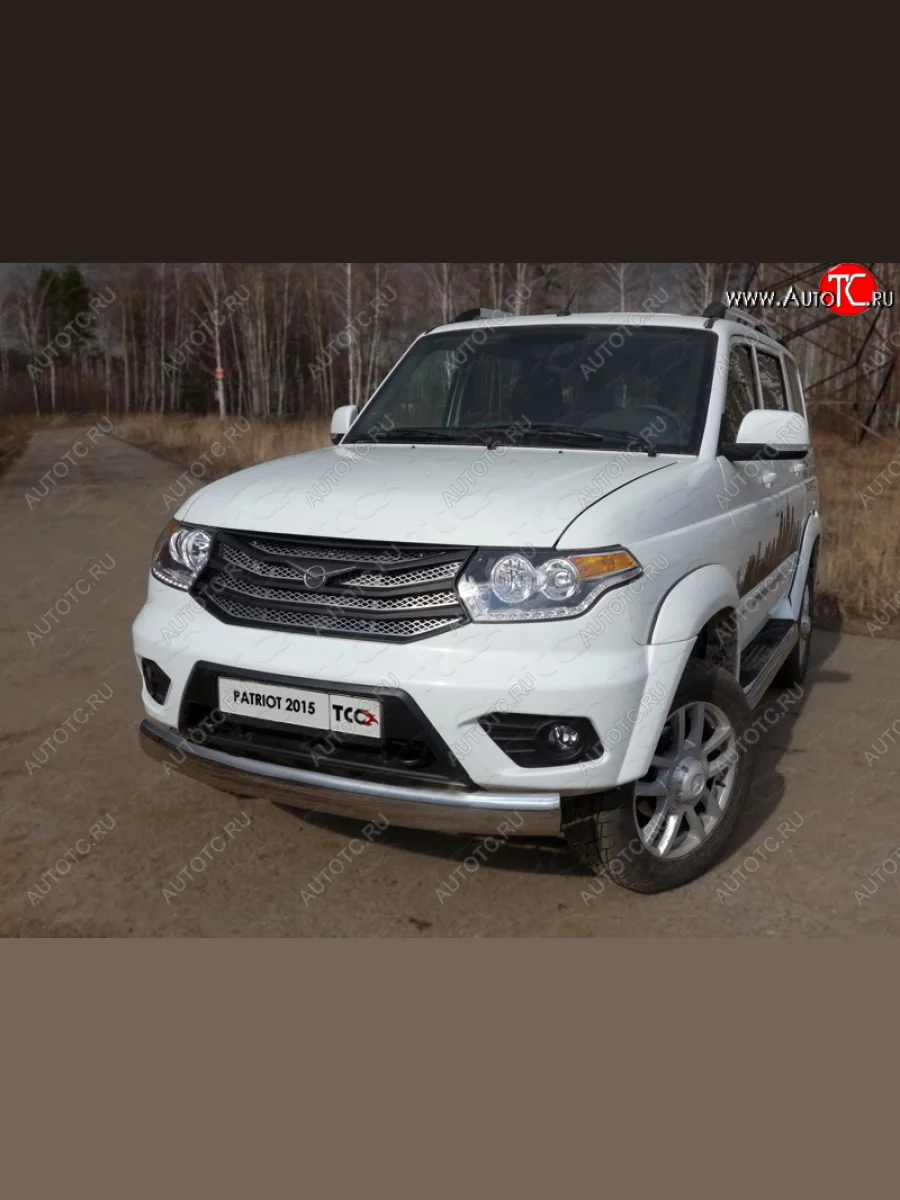 Защита переднего бампера нижняя овальная 120х60 мм ТСС Тюнинг Уаз Патриот 23632 1 рестайлинг пикап (2014-2016) (нержавейка)  в Самаре Самарской области