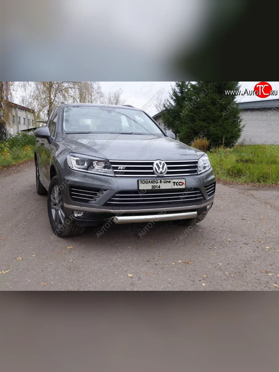 Защита переднего бампера нижняя овальная 75*42 мм ТСС Тюнинг Volkswagen Touareg 2 NF рестайлинг (2014-2018) (нержавейка)  в Самаре Самарской области