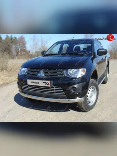 Защита переднего бампера нижняя овальная 75*42 мм ТСС Тюнинг (нержавейка) Mitsubishi L200 4  рестайлинг (2013-2016)