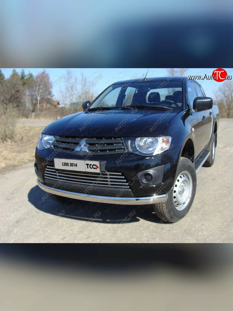 Защита переднего бампера нижняя овальная 75*42 мм ТСС Тюнинг Mitsubishi L200 4  рестайлинг (2013-2016) (нержавейка)  в Воронеже Воронежской области