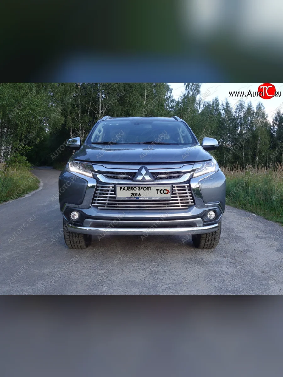 Защита переднего бампера нижняя овальная 75*42 мм ТСС Тюнинг Mitsubishi Pajero Sport PB рестайлинг (2013-2017) (нержавейка)  в Самаре Самарской области