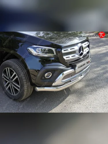 Защита переднего бампера нижняя овальная 75*42 мм ТСС Тюнинг (нержавейка) Mercedes-Benz X class  W470 (2017-2020)