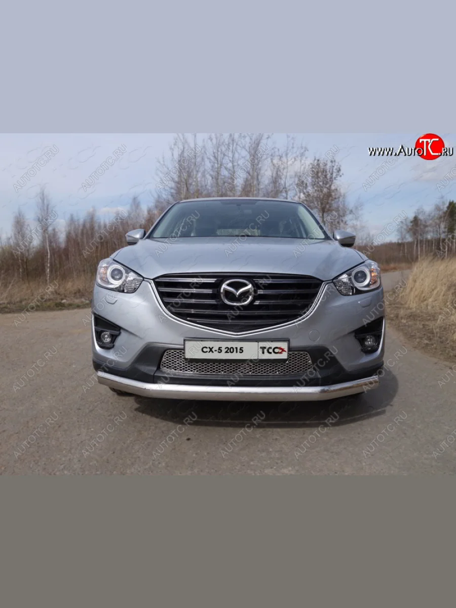 Защита переднего бампера нижняя овальная 75*42 мм ТСС Тюнинг Mazda CX-5 KE рестайлинг (2015-2017) (нержавейка)  с доставкой в г. Керчь