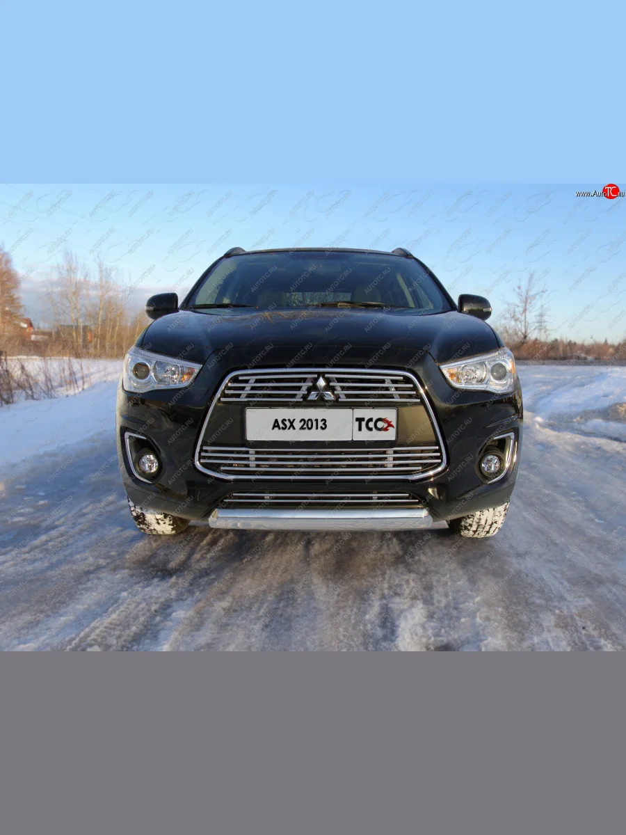 Защита переднего бампера нижняя овальная 75*42 мм ТСС Тюнинг Mitsubishi ASX 1-ый рестайлинг (2013-2016) (нержавейка)  в Керчи Республика Крым