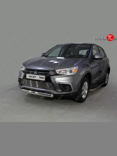 Защита переднего бампера нижняя овальная 75*42 мм ТСС Тюнинг (нержавейка) Mitsubishi ASX 2-ой рестайлинг (2017-2020)