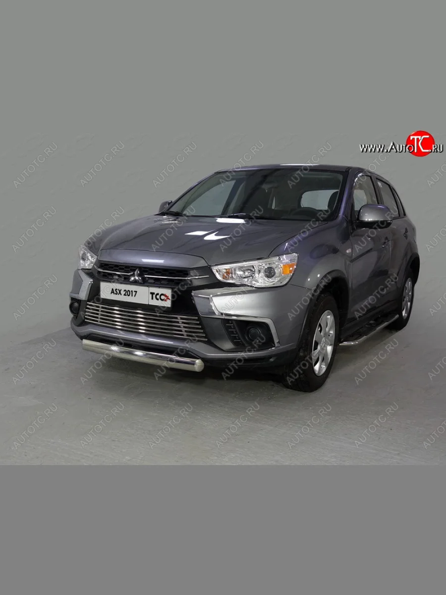 Защита переднего бампера нижняя овальная 75*42 мм ТСС Тюнинг Mitsubishi ASX 2-ой рестайлинг (2017-2020) (нержавейка)  в Керчи Республика Крым