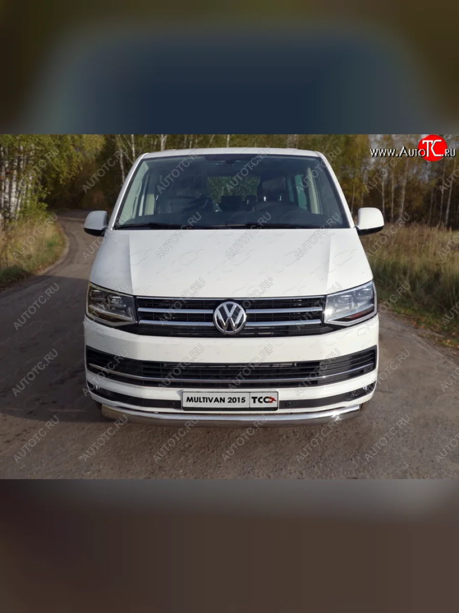 Защита переднего бампера нижняя овальная 75х42 мм ТСС Тюнинг Volkswagen Multivan T6 дорестайлинг (2016-2019) (нержавейка)  в Перми Пермском крае