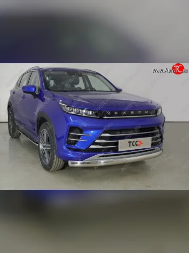 Защита переднего бампера нижняя овальная 75х42 мм ТСС Тюнинг (нержавейка) EXEED LX 1-ый рестайлинг (2021-2025)