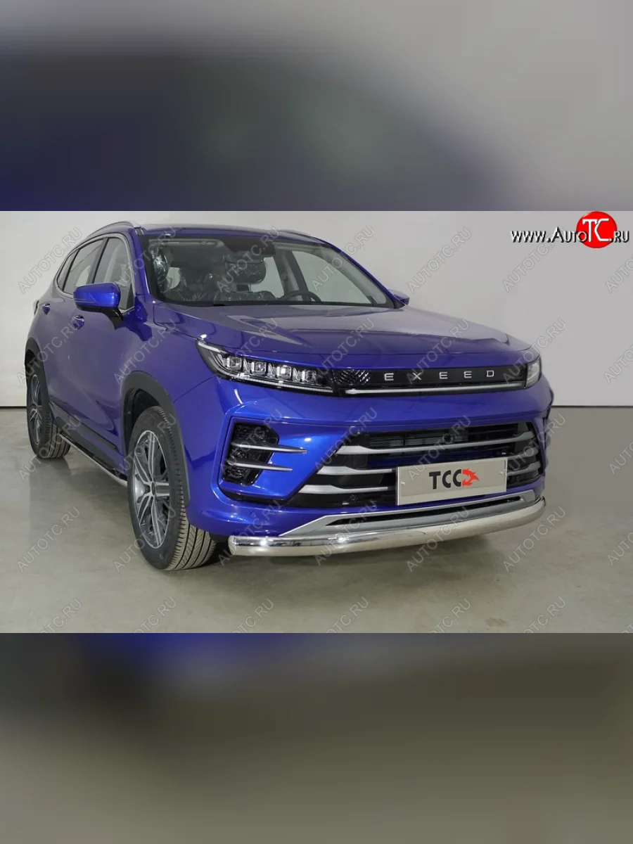 Защита переднего бампера нижняя овальная 75х42 мм ТСС Тюнинг EXEED LX 1-ый рестайлинг (2021-2025) (нержавейка)  с доставкой в г. Керчь