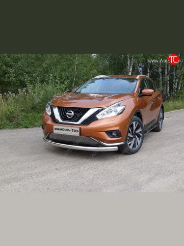 Защита переднего бампера нижняя овальная 75х42 мм ТСС Тюнинг (нержавейка) Nissan Murano 3 Z52 дорестайлинг (2015-2022)