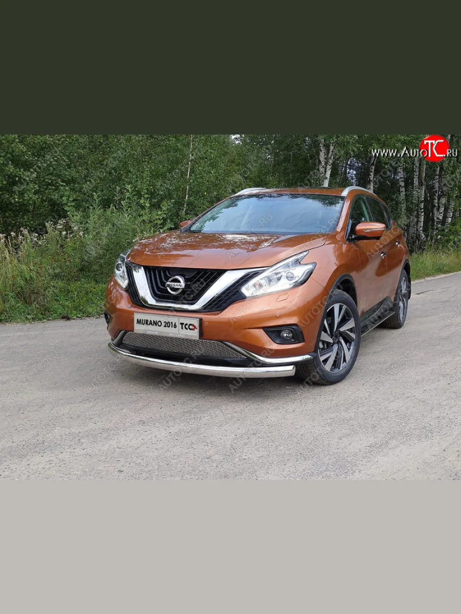 Защита переднего бампера нижняя овальная 75х42 мм ТСС Тюнинг Nissan Murano 3 Z52 дорестайлинг (2015-2022) (нержавейка)  в Самаре Самарской области